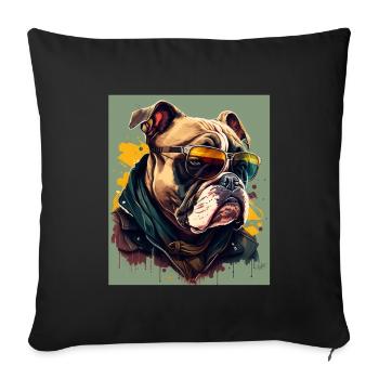 Lunettes de soleil French Bulldog Frenchie Dog - Housse de coussin décorative 45 x 45 cm - noir - Devant