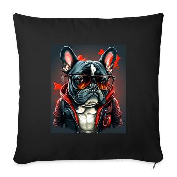 Lunettes de soleil French Bulldog Frenchie Dog - Housse de coussin décorative 45 x 45 cm - noir - Devant