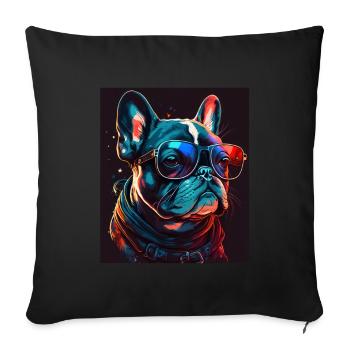 Lunettes de soleil French Bulldog Frenchie Dog - Housse de coussin décorative 45 x 45 cm - noir - Devant
