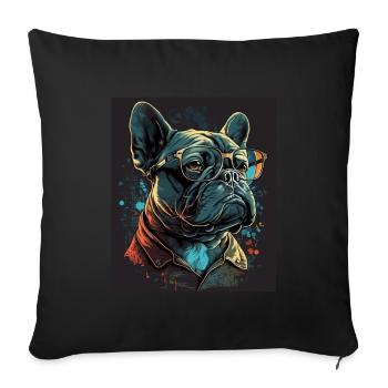 Lunettes de soleil French Bulldog Frenchie Dog - Housse de coussin décorative 45 x 45 cm - noir - Devant