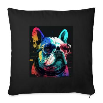 Lunettes de soleil French Bulldog Frenchie Dog - Housse de coussin décorative 45 x 45 cm - noir - Devant