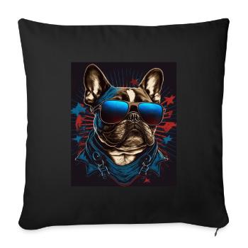 Lunettes de soleil French Bulldog Frenchie Dog - Housse de coussin décorative 45 x 45 cm - noir - Devant