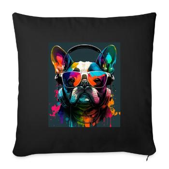 Lunettes de soleil French Bulldog Frenchie Dog - Housse de coussin décorative 45 x 45 cm - noir - Devant