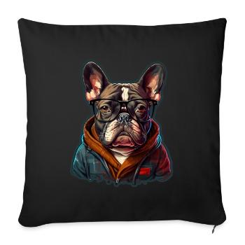 Lunettes de soleil French Bulldog Frenchie Dog - Housse de coussin décorative 45 x 45 cm - noir - Devant