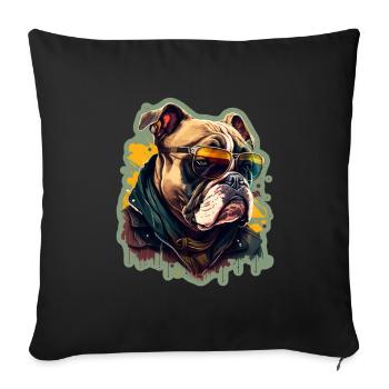 Lunettes de soleil French Bulldog Frenchie Dog - Housse de coussin décorative 45 x 45 cm - noir - Devant