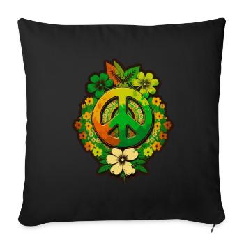 Signe de Paix Fleurs Plantes Abstrait Paix - Housse de coussin décorative 45 x 45 cm - noir - Devant