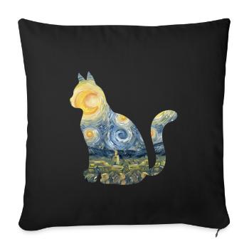 Mignon Chat Jouet Nuit Étoilée Fourrure - Housse de coussin décorative 45 x 45 cm - noir - Devant