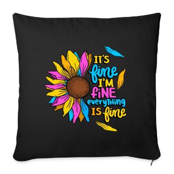 Je vais bien Tout est bon Décor de tournesol - Housse de coussin décorative 45 x 45 cm - noir - Devant