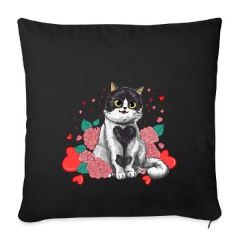 Mignon jouet pour chat Love Hearts Rose - Housse de coussin décorative 45 x 45 cm - noir - Devant