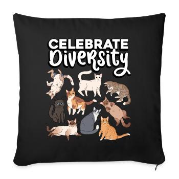 Célébrez la diversité Les chats adorent les jouets la fourrure - Housse de coussin décorative 45 x 45 cm - noir - Devant