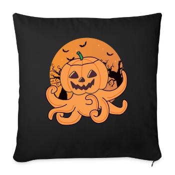 Poulpe à la citrouille Orange Poulpe Halloween Poulpe - Housse de coussin décorative 45 x 45 cm - noir - Devant