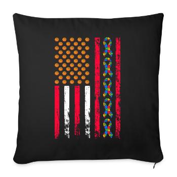 Autism Awareness Month American Sports Flag - Sofa pillowcase 17,3'' x 17,3'' (45 x 45 cm) - black - Front