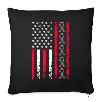 Autism Awareness Month American Sports Flag - Sofa pillowcase 17,3'' x 17,3'' (45 x 45 cm) - black - Front