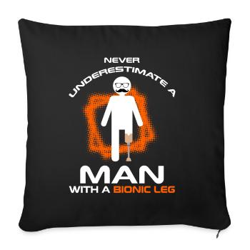Conception de jambe bionique pour prothèses de jambe - Housse de coussin décorative 45 x 45 cm - noir - Devant