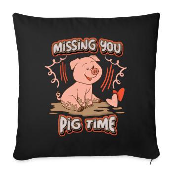 pig, pig-piglet, piglet, saying love-love - Sofa pillowcase 17,3'' x 17,3'' (45 x 45 cm) - black - Front