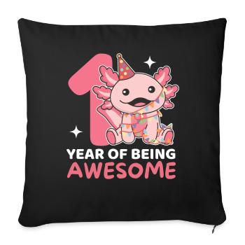 Axolotl for 1st birthday for children one year old - Sofa pillowcase 17,3'' x 17,3'' (45 x 45 cm) - black - Front