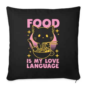 Food Is My Love Language - Sofa pillowcase 17,3'' x 17,3'' (45 x 45 cm) - black - Front