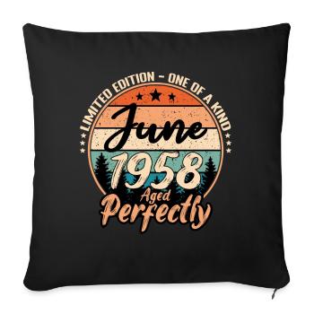Juin 1958 anniversaire 1958 légendes Juin - Housse de coussin décorative 45 x 45 cm - noir - Devant