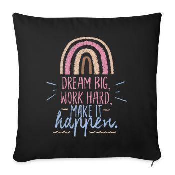Dicton motivant avec arc-en-ciel, Dream-Big dicton - Housse de coussin décorative 45 x 45 cm - noir - Devant