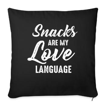Snacks Are My Love Language - Sofa pillowcase 17,3'' x 17,3'' (45 x 45 cm) - black - Front