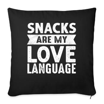 Snacks sind meine Liebessprache - Sofakissenbezug 45 x 45 cm - Schwarz - Vorne
