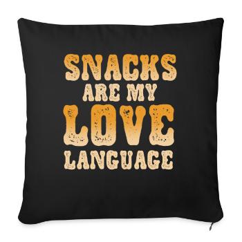 Snacks Are My Love Language - Sofa pillowcase 17,3'' x 17,3'' (45 x 45 cm) - black - Front