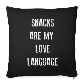 Snacks Are My Love Language - Sofa pillowcase 17,3'' x 17,3'' (45 x 45 cm) - black - Front