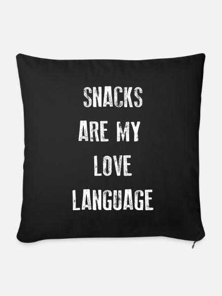 Snacks sind meine Liebessprache - Sofakissenbezug 45 x 45 cm - Schwarz