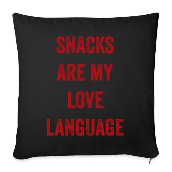 Snacks Are My Love Language - Sofa pillowcase 17,3'' x 17,3'' (45 x 45 cm) - black - Front