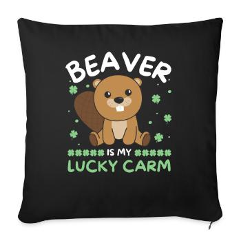 Beaver is my lucky carm Clover St Patrick's Day - Sofa pillowcase 17,3'' x 17,3'' (45 x 45 cm) - black - Front