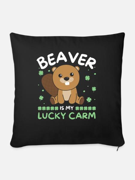 Biber is my lucky carm Kleeblatt St Patricks Day - Sofakissenbezug 45 x 45 cm - Schwarz