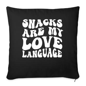 Snacks Are My Love Language - Sofa pillowcase 17,3'' x 17,3'' (45 x 45 cm) - black - Front