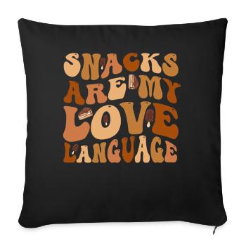 Snacks Are My Love Language - Sofa pillowcase 17,3'' x 17,3'' (45 x 45 cm) - black - Front