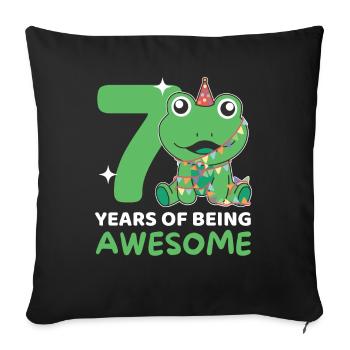 Grenouille pour 7e anniversaire Enfants de sept ans - Housse de coussin décorative 45 x 45 cm - noir - Devant