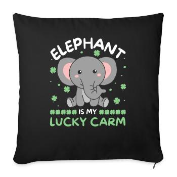 Elephant is my lucky carm Clover St Patrick's Day - Sofa pillowcase 17,3'' x 17,3'' (45 x 45 cm) - black - Front
