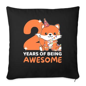 Fox for the 2nd birthday Children two years old - Sofa pillowcase 17,3'' x 17,3'' (45 x 45 cm) - black - Front