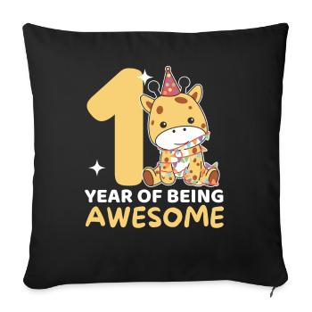 Giraffe for 1st birthday for children one year old - Sofa pillowcase 17,3'' x 17,3'' (45 x 45 cm) - black - Front
