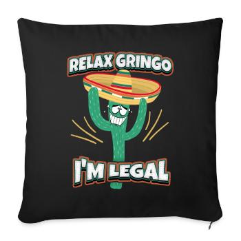 Funny Cactus Mexico, Comic Sombrero, Saying - Sofa pillowcase 17,3'' x 17,3'' (45 x 45 cm) - black - Front