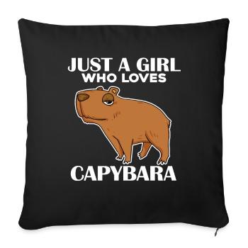 Capybara Fille Dicton - Housse de coussin décorative 45 x 45 cm - noir - Devant