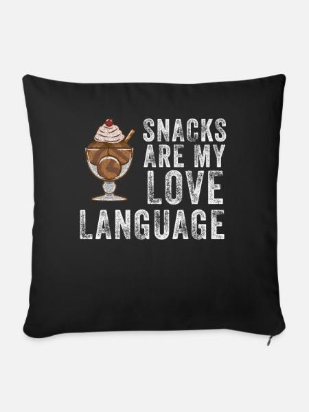 Snacks sind meine Liebessprache - Sofakissenbezug 45 x 45 cm - Schwarz