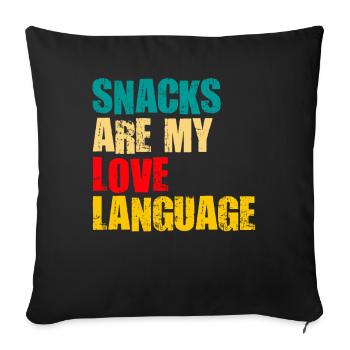Snacks sind meine Liebessprache - Sofakissenbezug 45 x 45 cm - Schwarz - Vorne