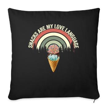 Snacks Are My Love Language - Sofa pillowcase 17,3'' x 17,3'' (45 x 45 cm) - black - Front
