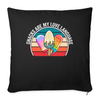 Snacks Are My Love Language - Sofa pillowcase 17,3'' x 17,3'' (45 x 45 cm) - black - Front