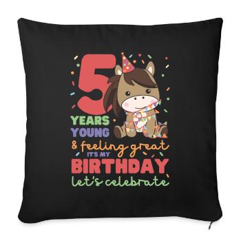 Horse for 5th birthday Children five years old - Sofa pillowcase 17,3'' x 17,3'' (45 x 45 cm) - black - Front
