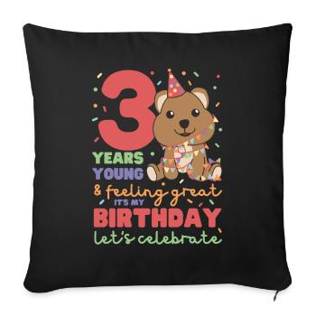 Quokka pour les enfants de 3 ans - Housse de coussin décorative 45 x 45 cm - noir - Devant