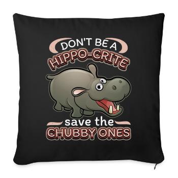 Drôle d’hippopotame, hippopotame hippo-pun, disant - Housse de coussin décorative 45 x 45 cm - noir - Devant
