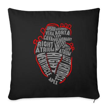 Parts Of Heart - Sofa pillowcase 17,3'' x 17,3'' (45 x 45 cm) - black - Front