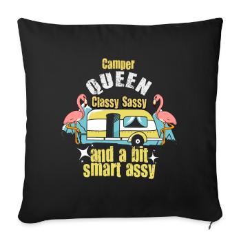 Camper Queen Classy Frech Und ein bisschen Smart Assy - Sofakissenbezug 45 x 45 cm - Schwarz - Vorne