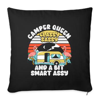Camper Queen Classy Frech Und ein bisschen Smart Assy - Sofakissenbezug 45 x 45 cm - Schwarz - Vorne