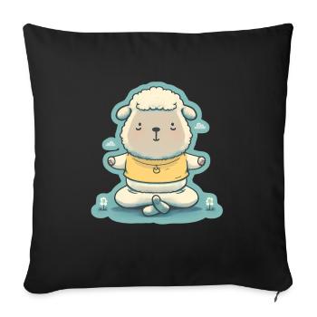 Schaf Lamm Schäfchen Yoga Meditation Entspannung - Sofakissenbezug 45 x 45 cm - Schwarz - Vorne